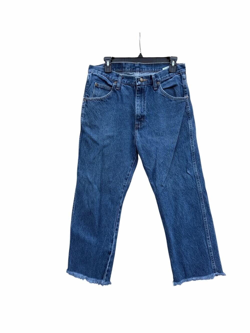 Wrangler Blue Relaxed Straight Jeans raw hem 32x32